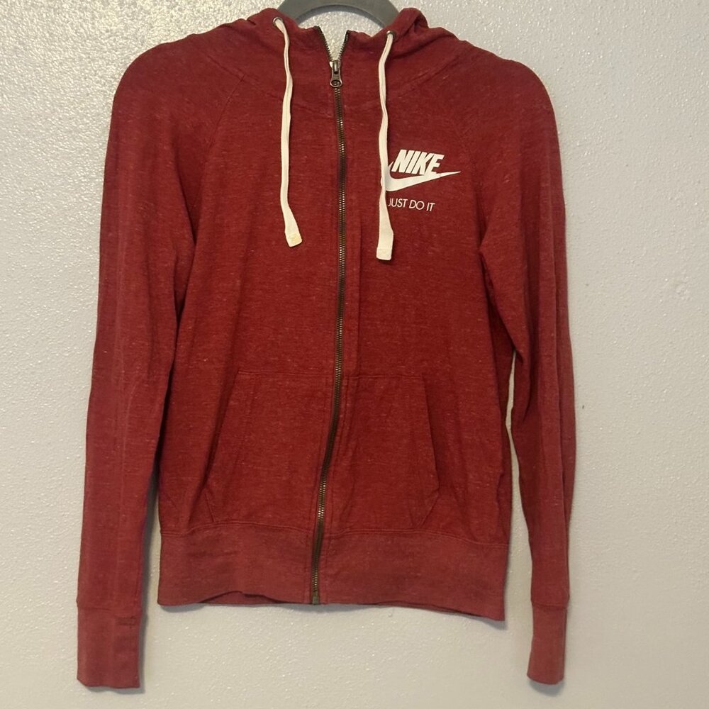 Nike Gym Vintage Heathered Maroon Full Zip Hooded Jacket